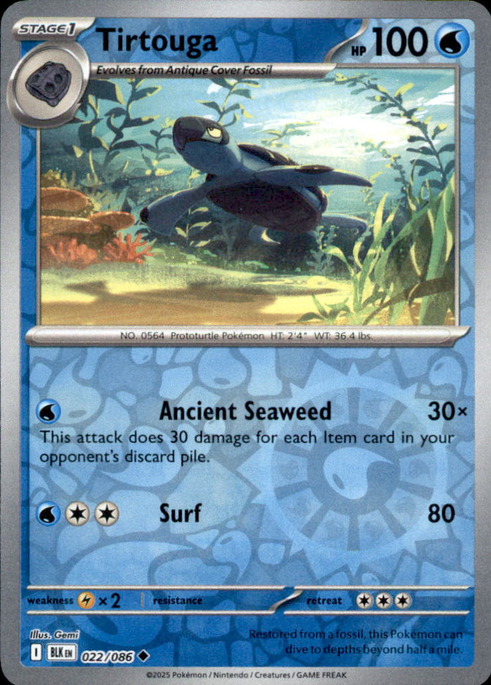 Tirtouga Reverse Holo Uncommon SV: Black Bolt 022/086 NM