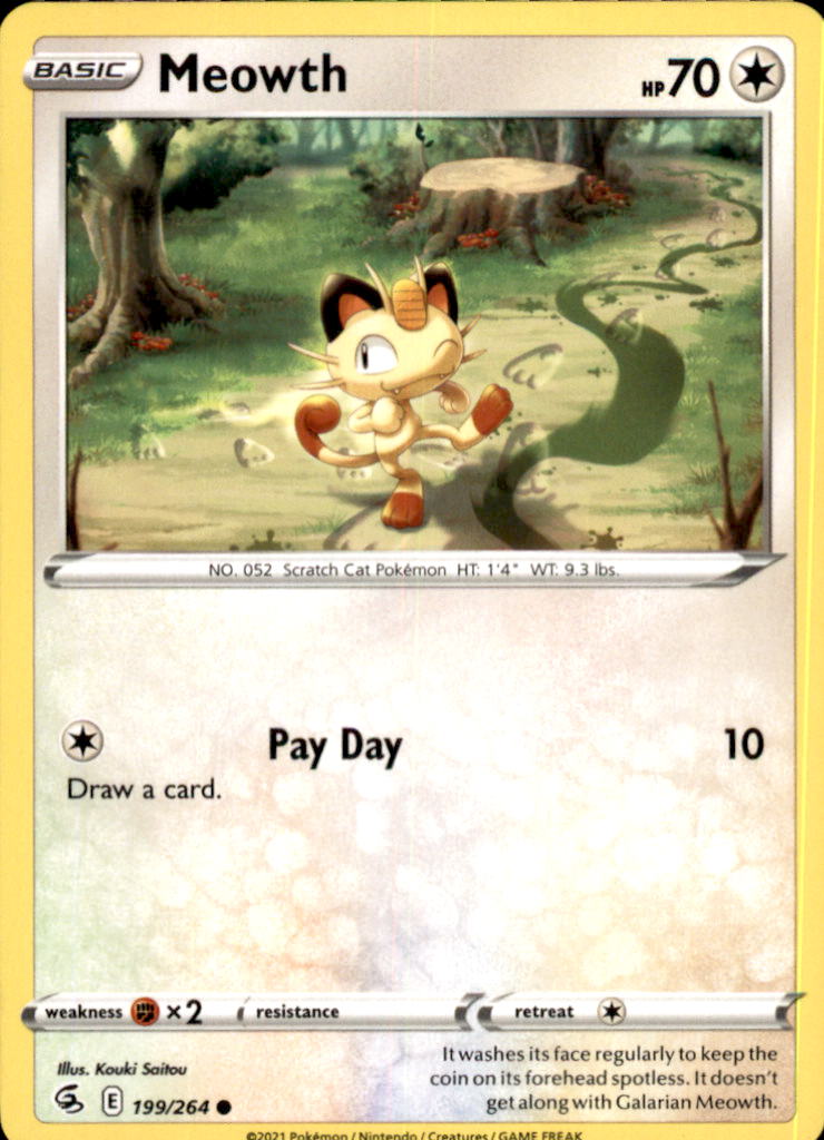 Meowth Common SWSH08: Fusion Strike 199/264 NM