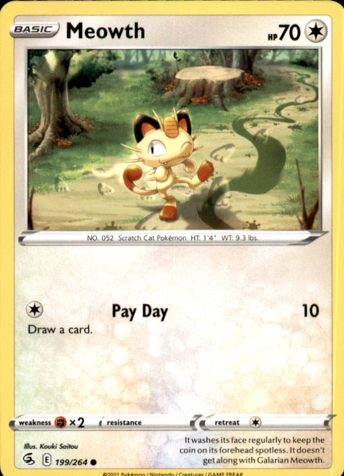 Meowth Common SWSH08: Fusion Strike 199/264 NM