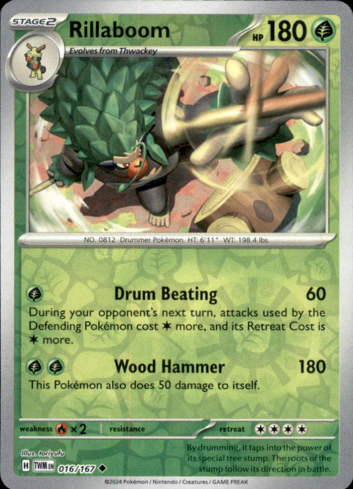 Rillaboom Reverse Holo Uncommon SV06: Twilight Masquerade 016/167 NM