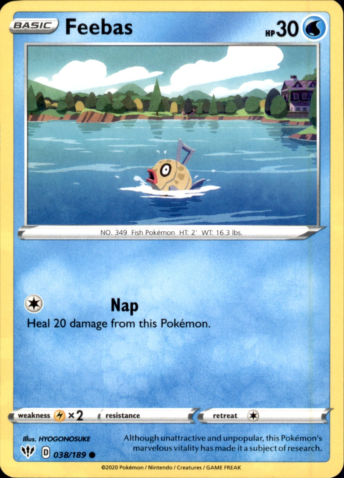Feebas Common SWSH03: Darkness Ablaze 038/189 NM