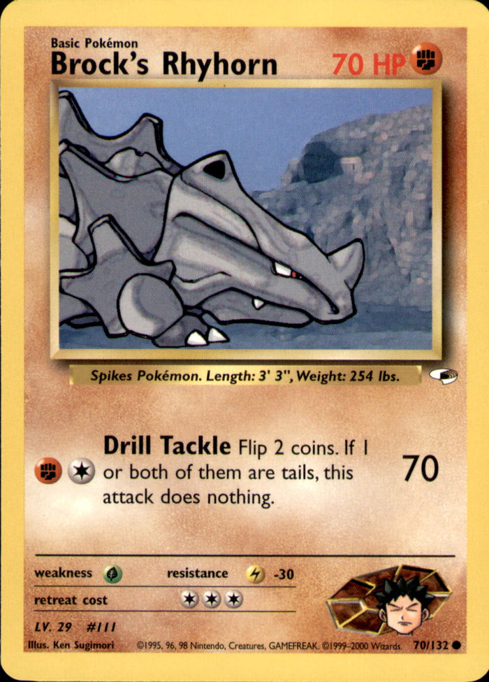 Brock's Rhyhorn (70) Unlimited Common Gym Heroes 070/132 NM