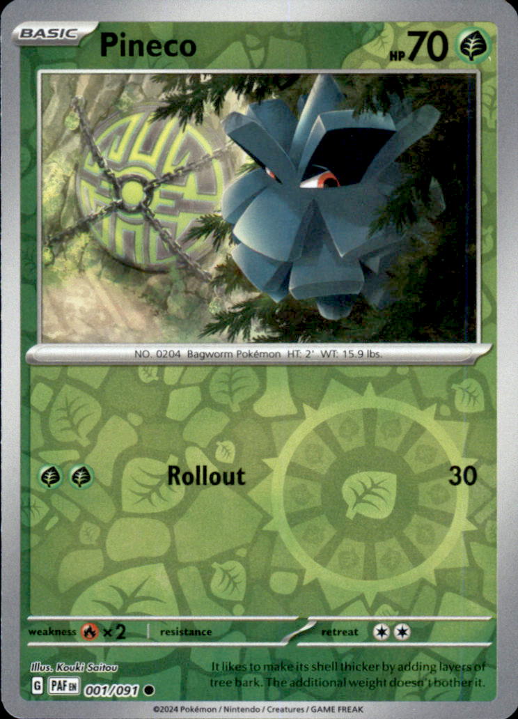 Pineco Reverse Holo Common SV: Paldean Fates 001/091 NM