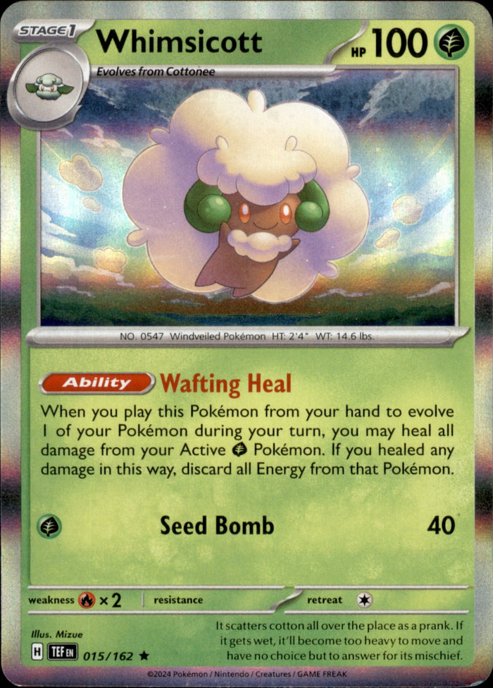 Whimsicott Holo Rare SV05: Temporal Forces 015/162 NM