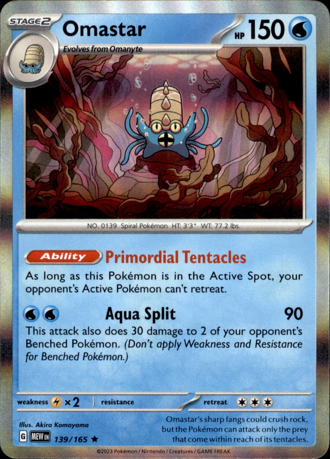 Omastar Holo Rare SV: Scarlet & Violet 151 139/165 NM