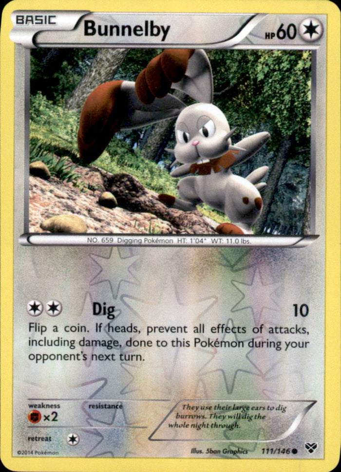 Bunnelby Reverse Holo Common XY Base Set 111/146 NM
