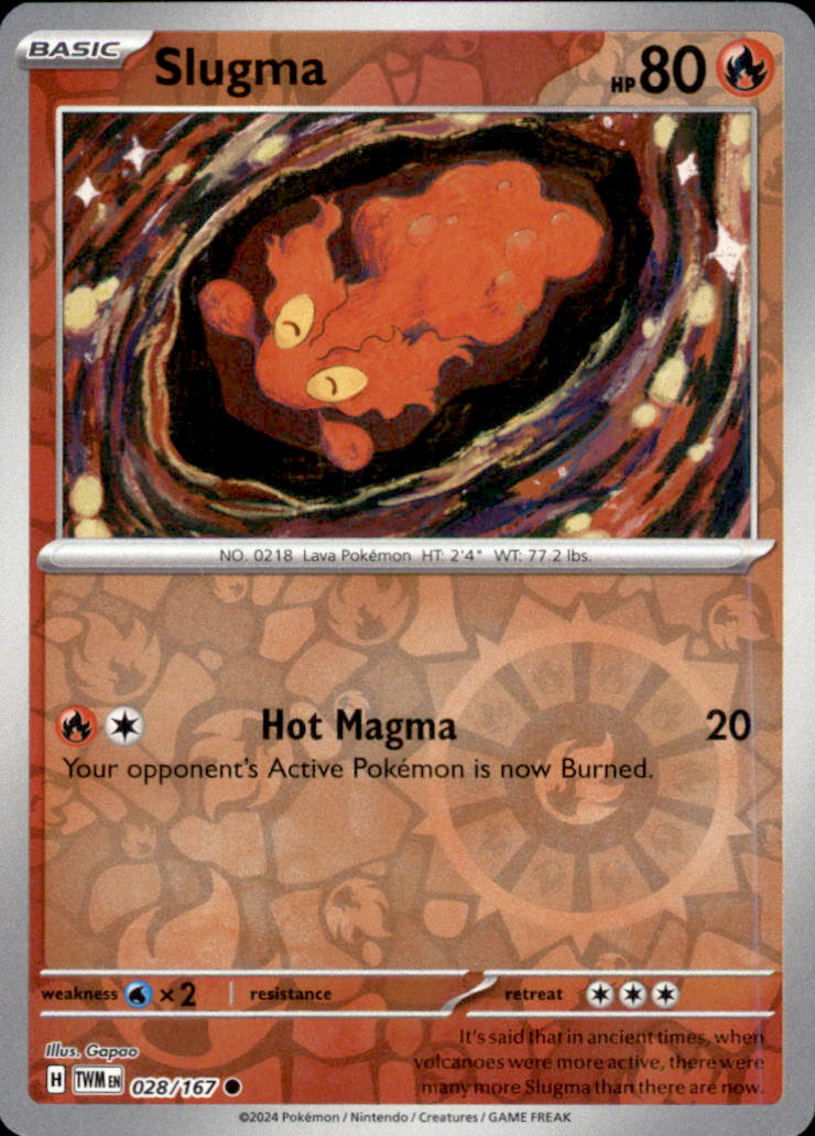 Slugma Reverse Holo Common SV06: Twilight Masquerade 028/167 NM