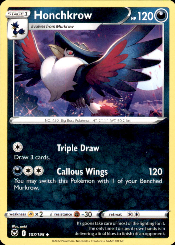 Honchkrow Uncommon SWSH12: Silver Tempest 107/195 NM