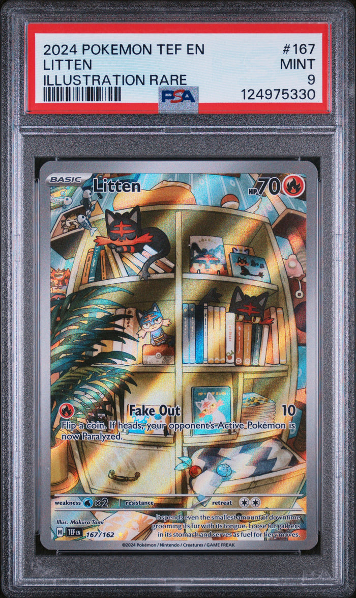 Litten Illustration Rare Pokemon Tef En-Temporal Forces 167 NM PSA 9