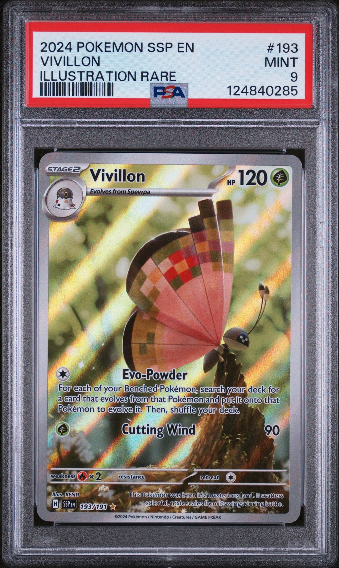 Vivillon Illustration Rare Pokemon Ssp En-Surging Sparks 193 NM PSA 9