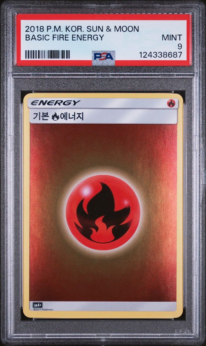 Basic Fire Energy Pokemon Korean Sun & Moon Gx Battle Boost NM PSA 9