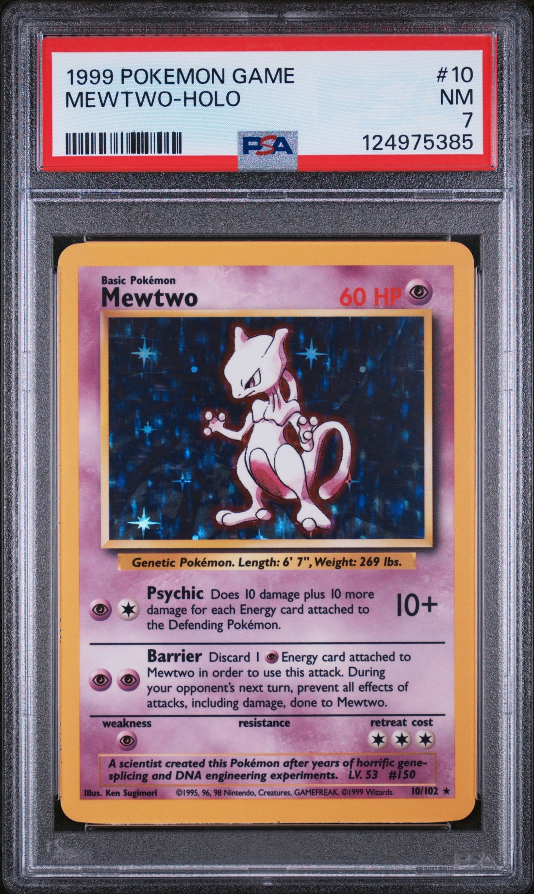 Mewtwo-Holo Pokemon Game 10 NM PSA 7