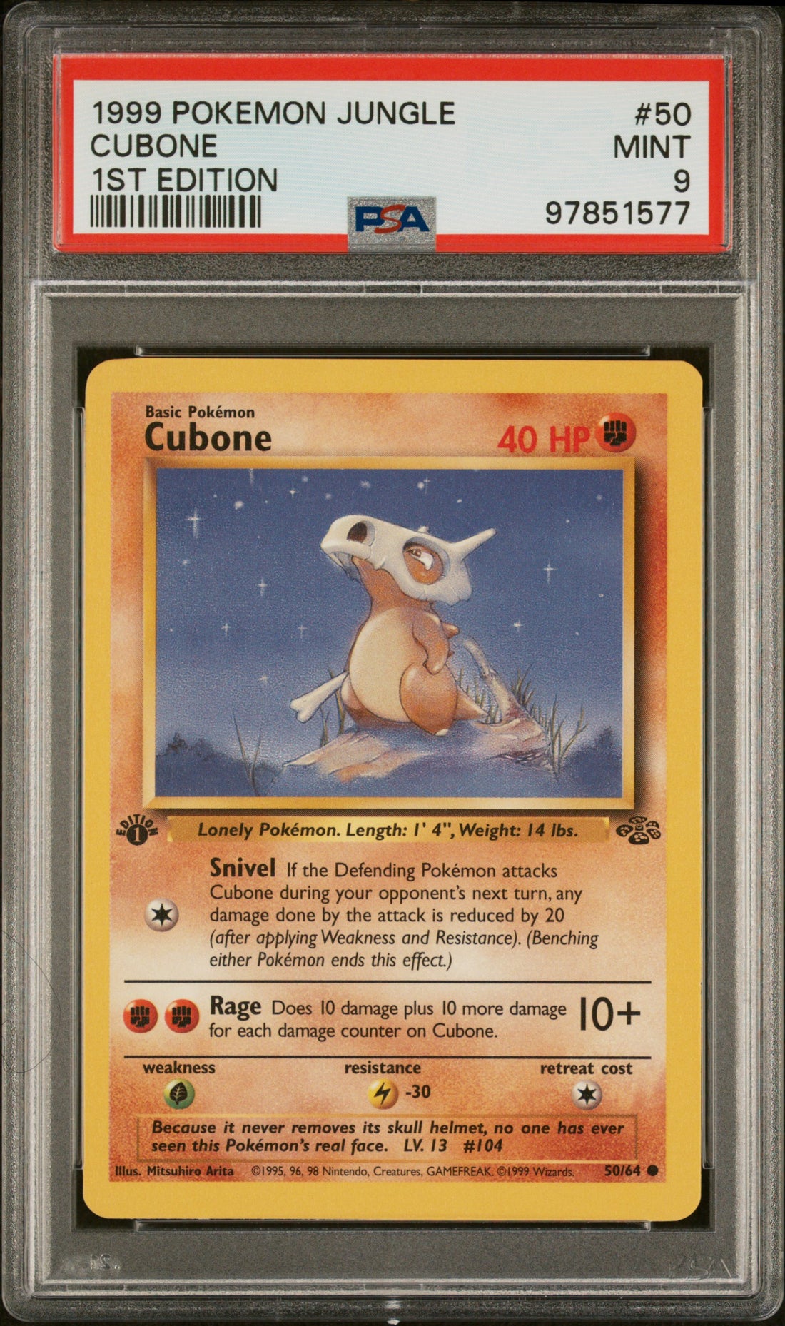 Cubone 1st Edition Pokemon Jungle 50 NM PSA 9