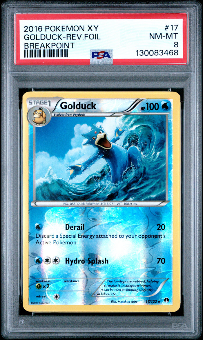 Golduck-Rev.Foil Breakpoint Pokemon Xy Breakpoint 17 NM PSA 8