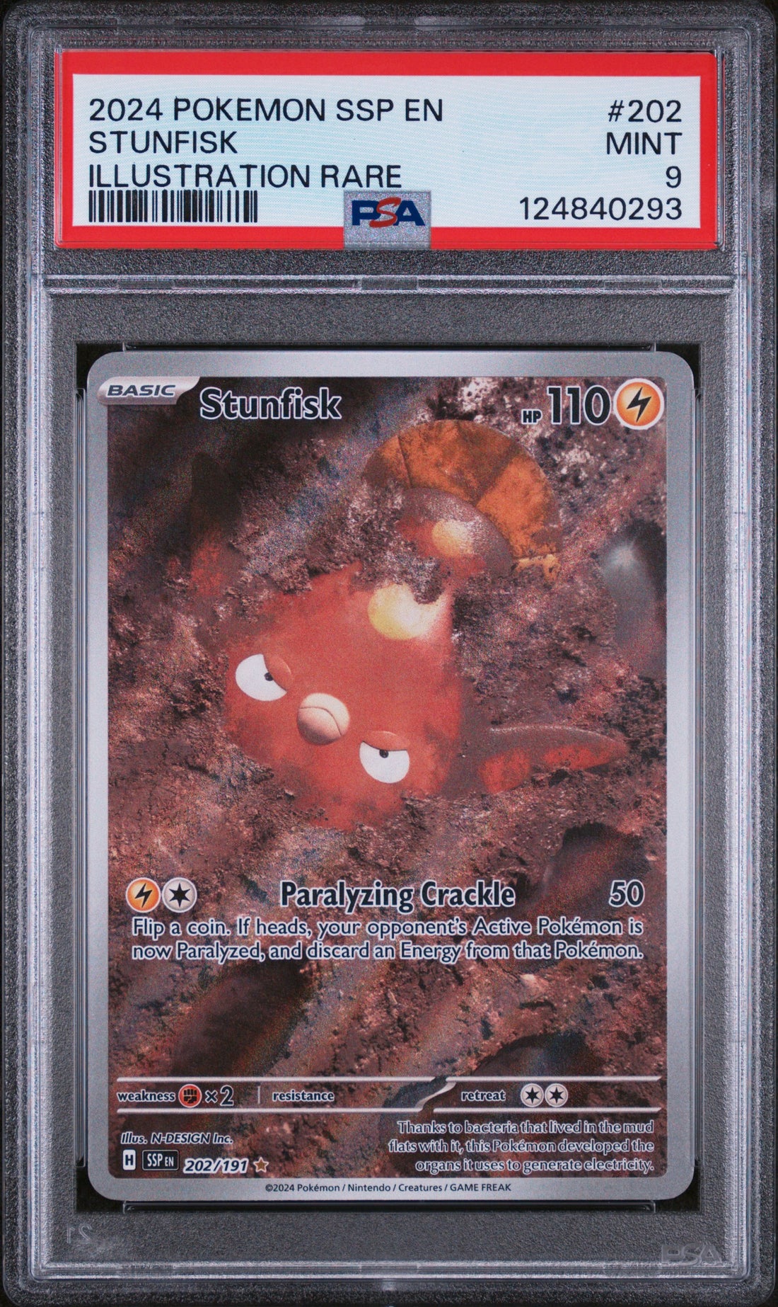 Stunfisk Holo Illustration Rare SV08: Surging Sparks 202/191 NM