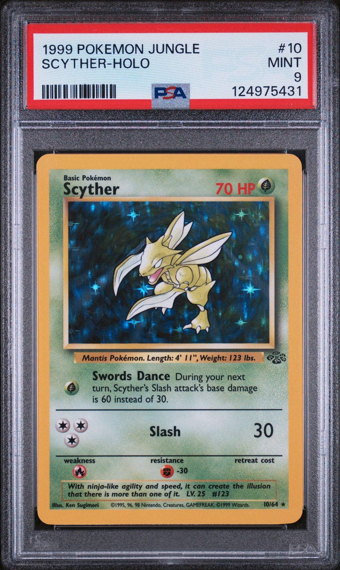 Scyther-Holo Pokemon Jungle 10 NM PSA 9