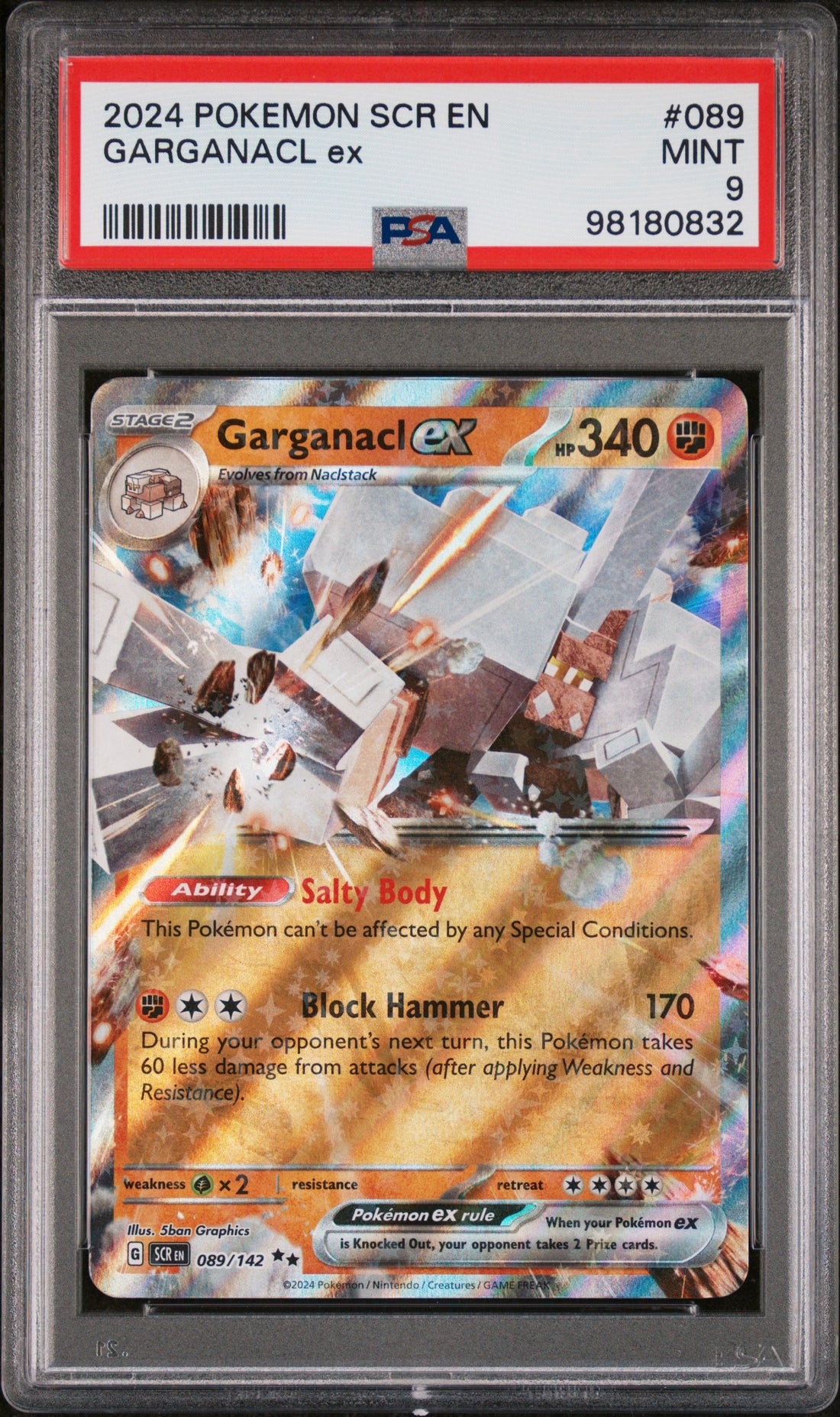 Garganacl Ex Pokemon Scr En-Stellar Crown 089 NM PSA 9