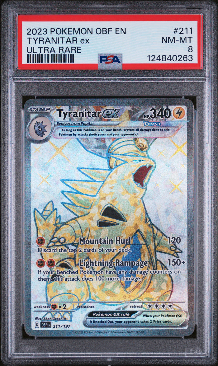 Tyranitar Ex Ultra Rare Pokemon Obf En-Obsidian Flames 211 NM PSA 8