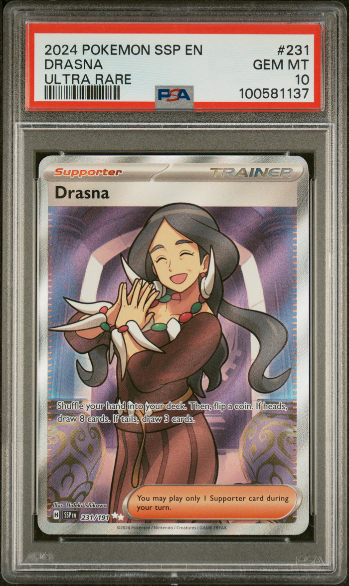 Drasna Ultra Rare Pokemon Ssp En-Surging Sparks 231 NM PSA 10