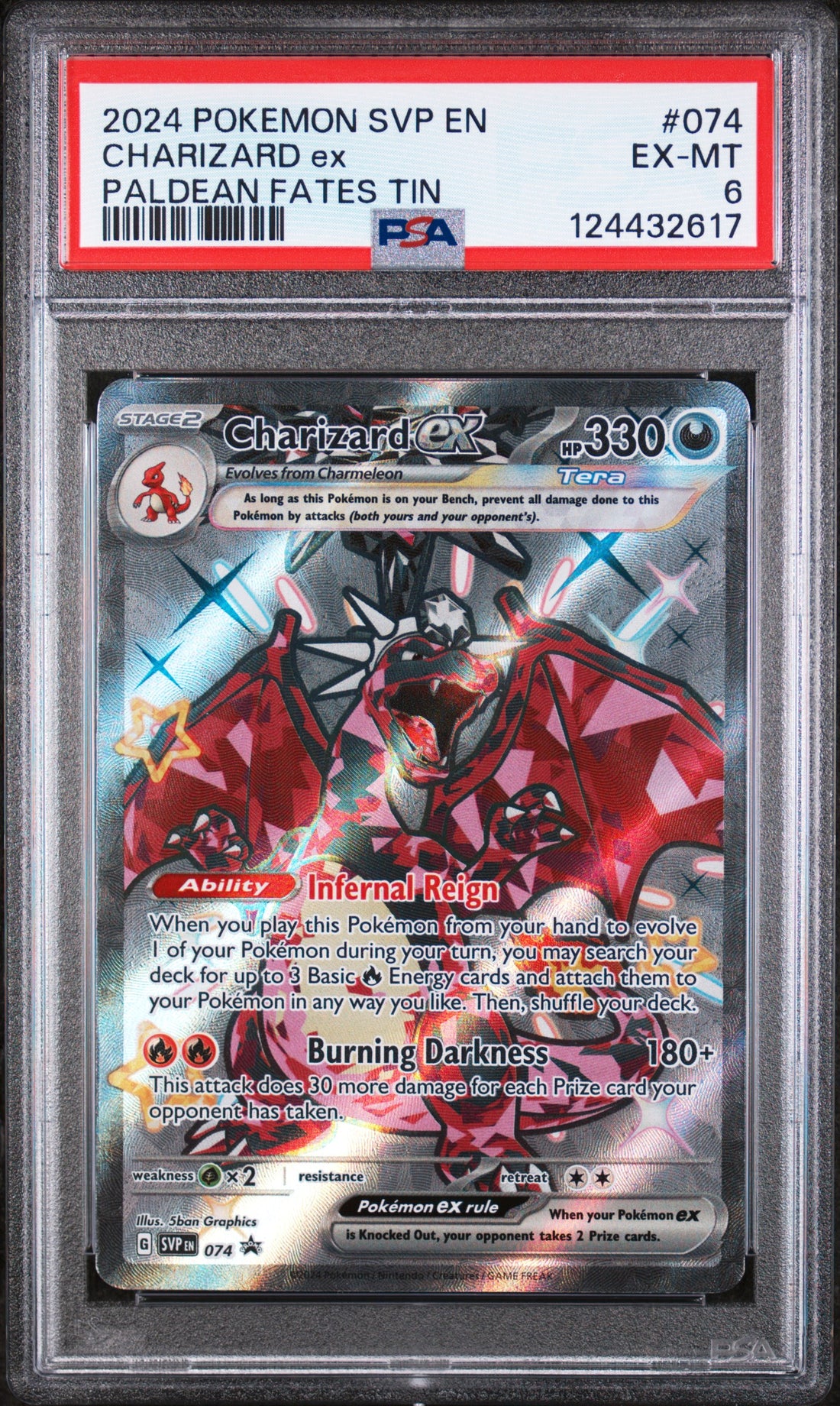 Charizard Ex Paldean Fates Tin Pokemon Svp En-Sv Black Star Promo 074 NM PSA 6
