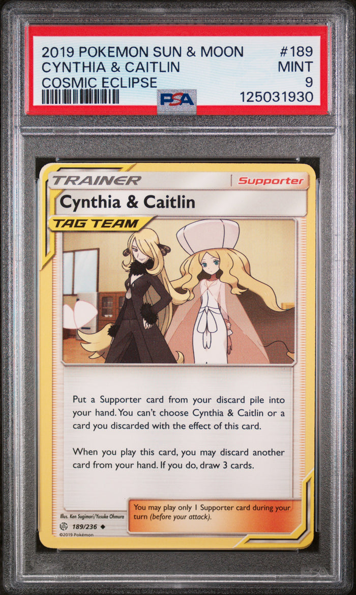 Cynthia & Caitlin Cosmic Eclipse Pokemon Sun & Moon Cosmic Eclipse 189 NM PSA 9