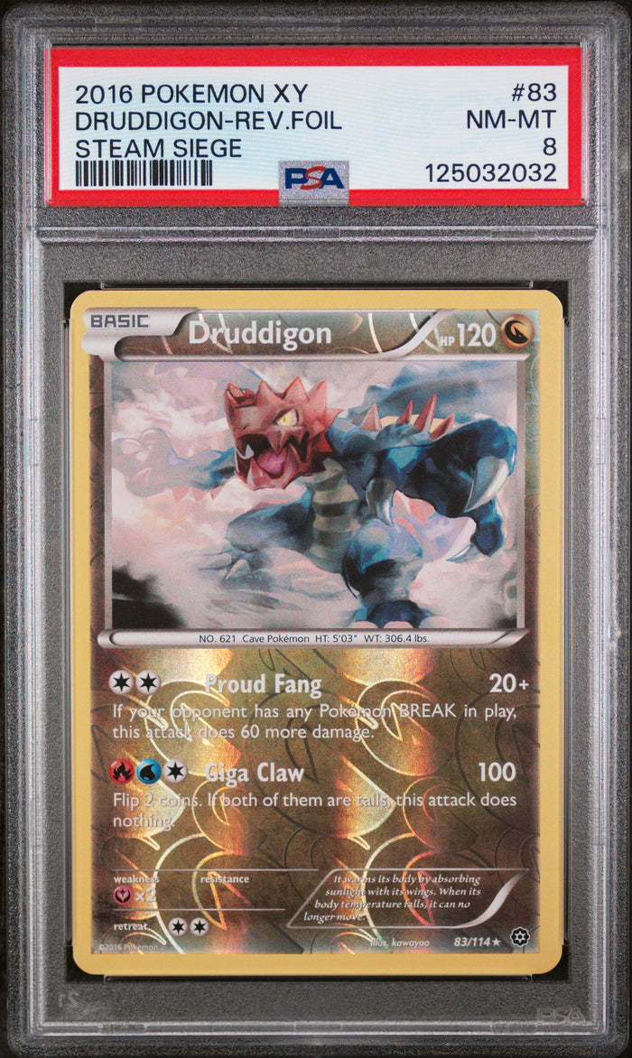 Druddigon-Rev.Foil Steam Siege Pokemon Xy Steam Siege 83 NM PSA 8