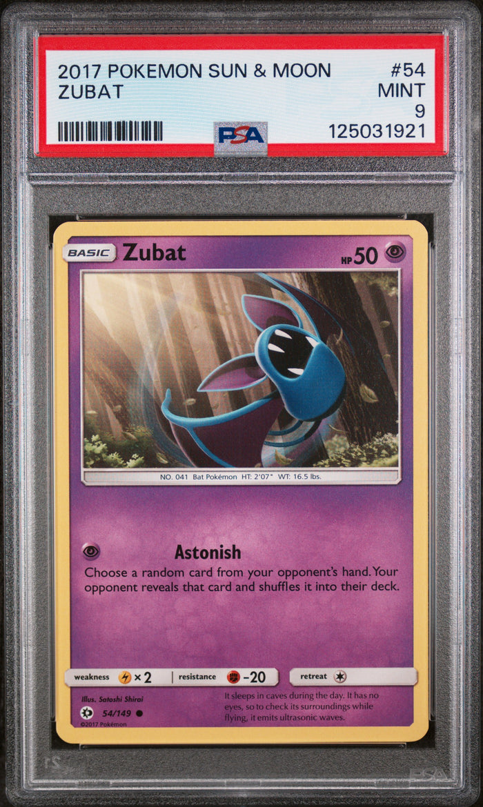 Zubat Pokemon Sun & Moon 54 NM PSA 9