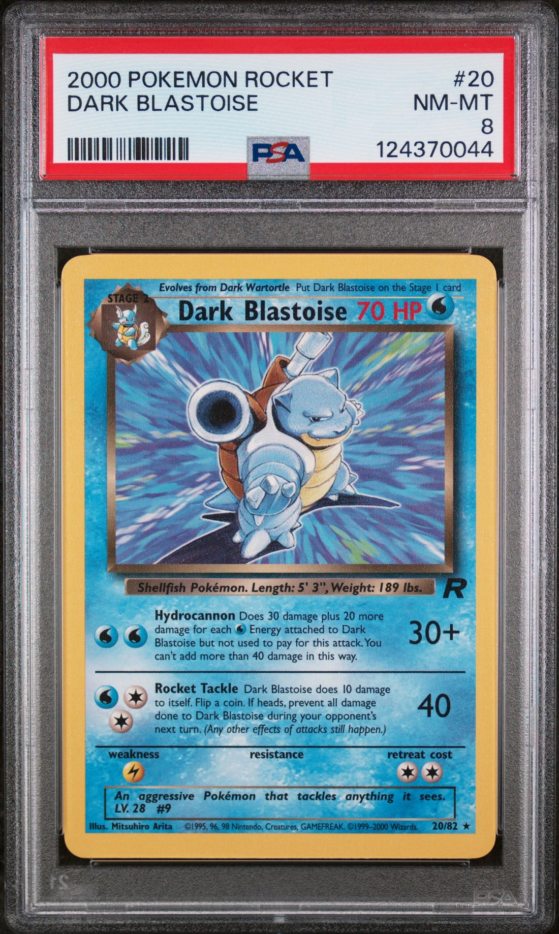 Dark Blastoise Pokemon Rocket 20 NM PSA 8