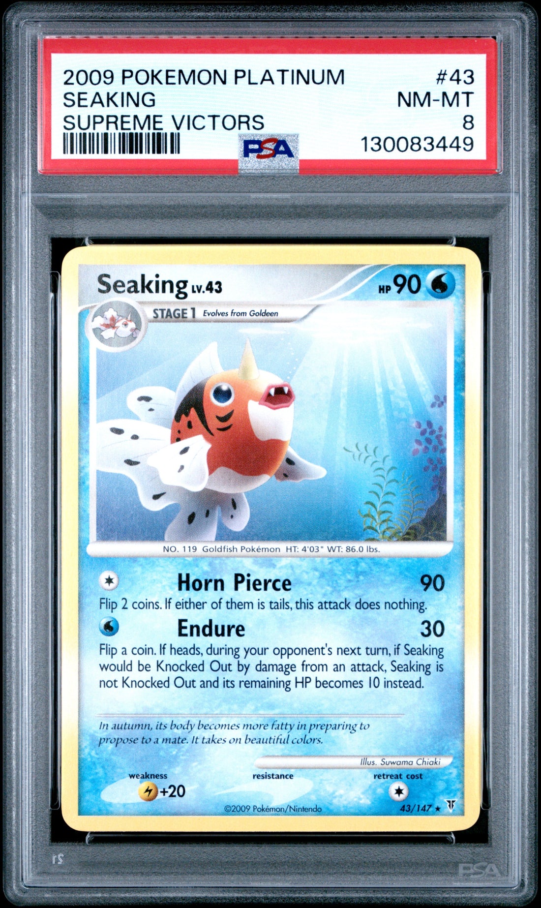 Seaking Supreme Victors Pokemon Platinum Supreme Victors 43 NM PSA 8