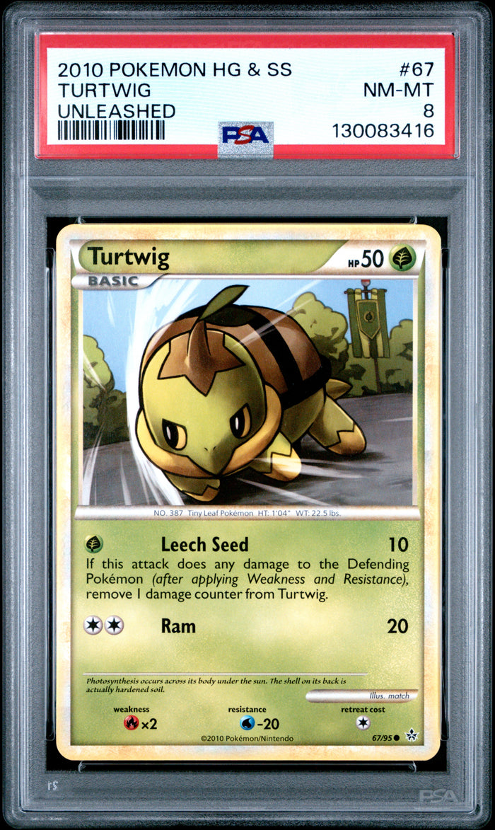 Turtwig Unleashed Pokemon Heartgold & Soulsilver Unleashed 67 NM PSA 8