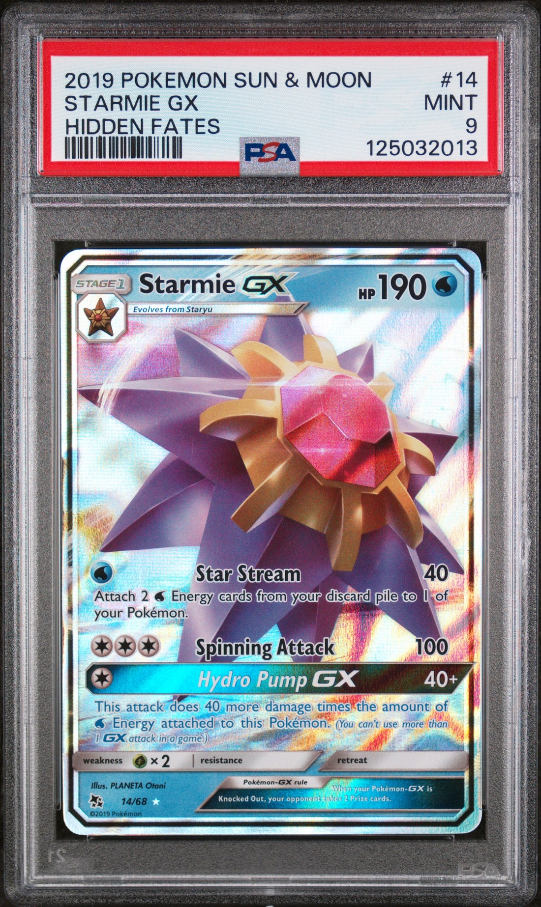 Starmie Gx Hidden Fates Pokemon Sun & Moon Hidden Fates 14 NM PSA 9