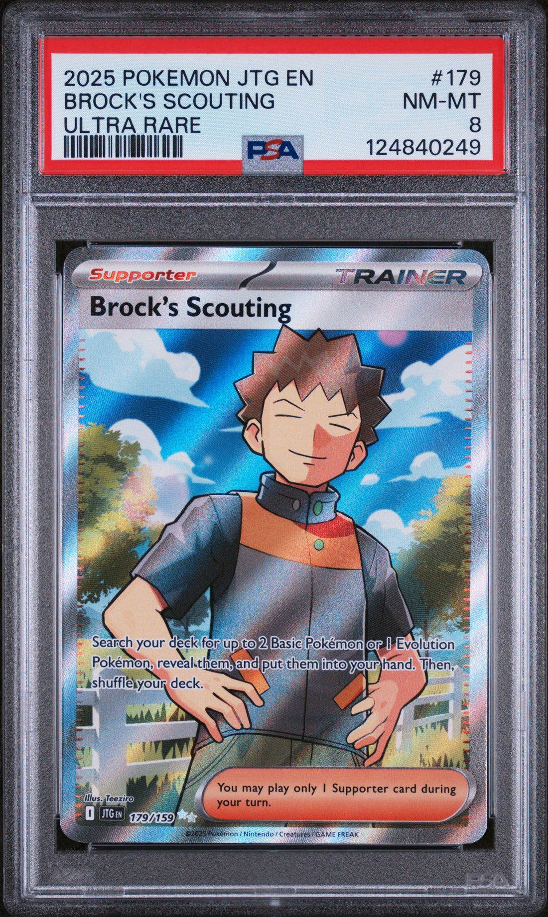 Brock'S Scouting Ultra Rare Pokemon Jtg En-Journey Together 179 NM PSA 8