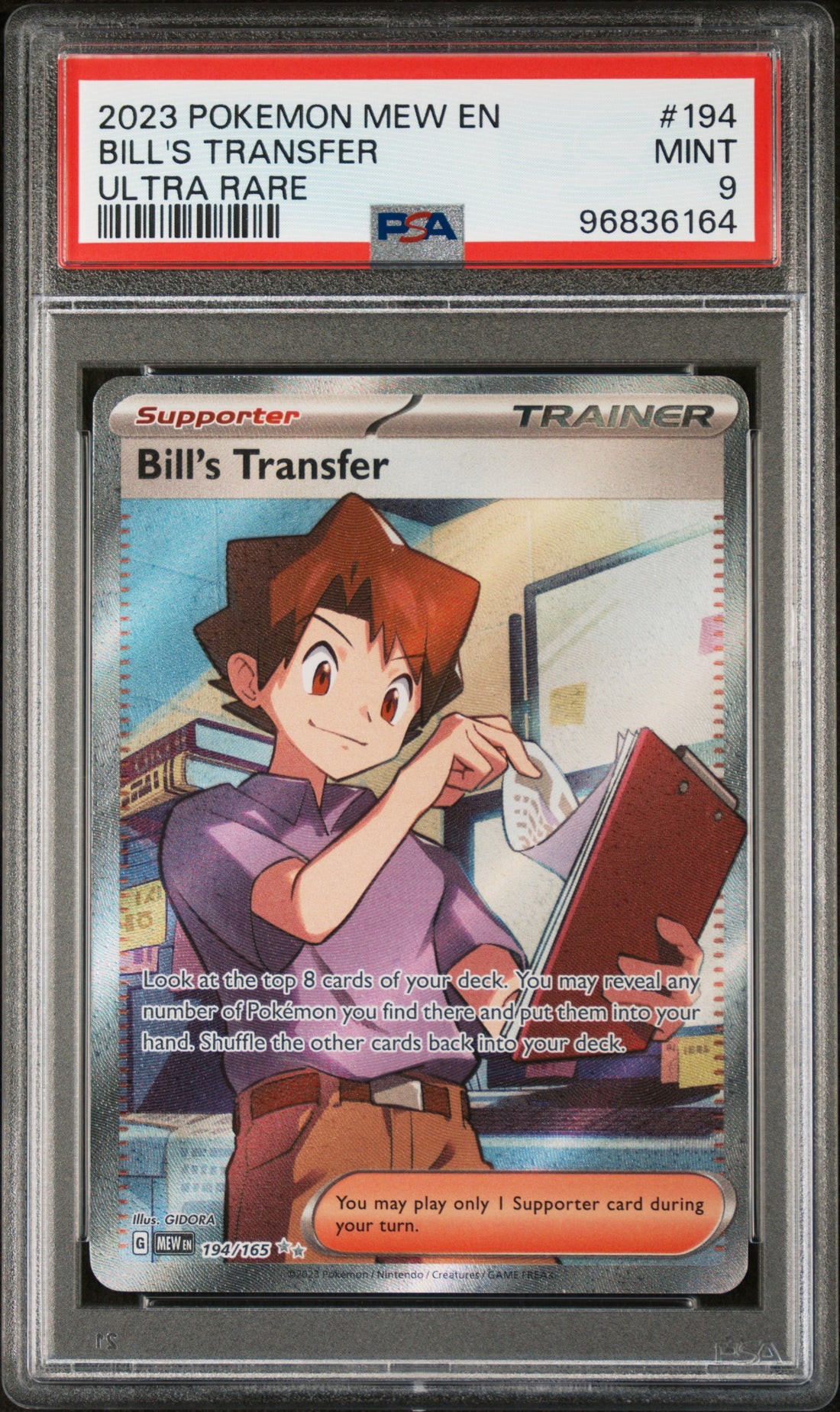Bill'S Transfer Ultra Rare Pokemon Mew En-151 194 NM PSA 9