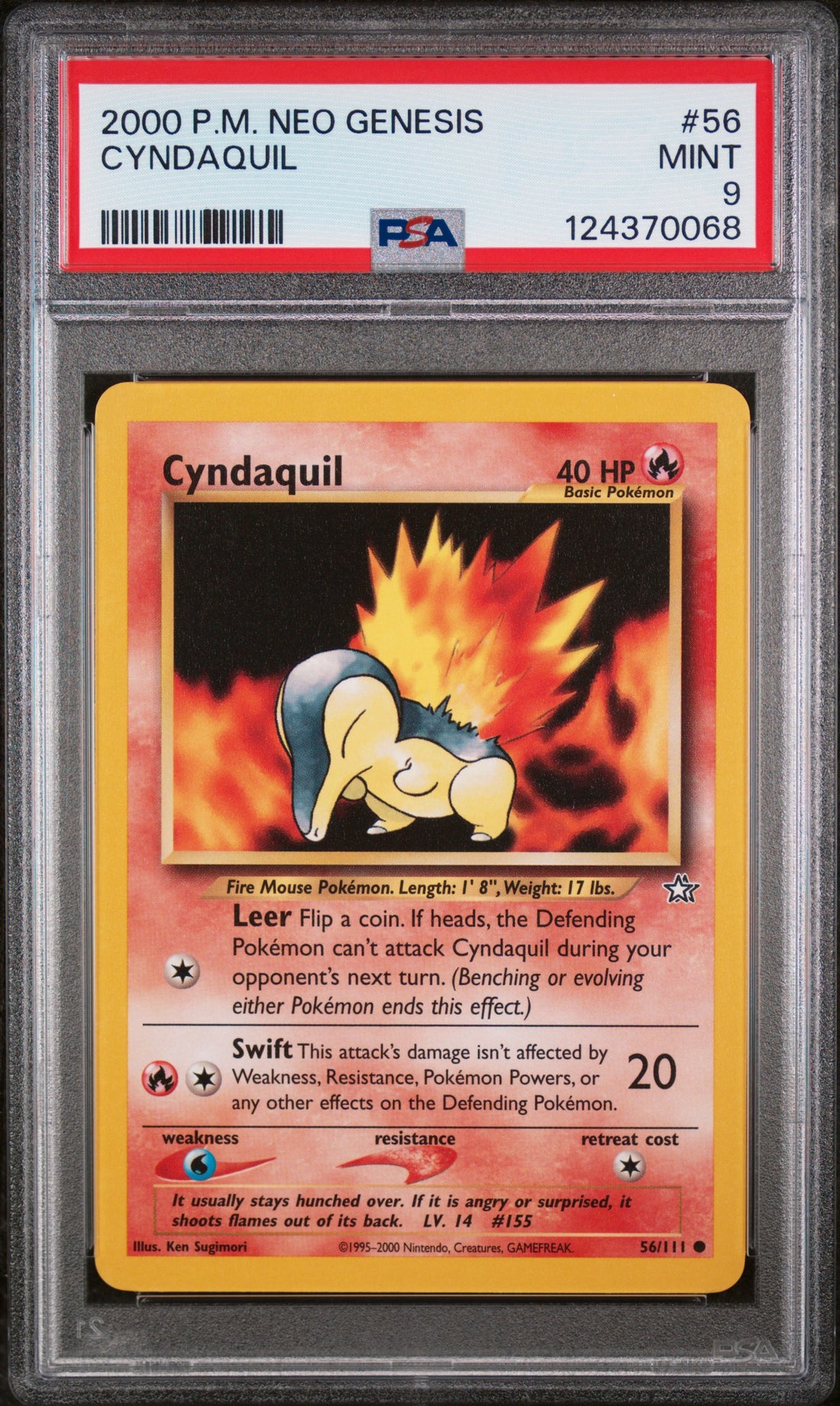 Cyndaquil Pokemon Neo Genesis 56 NM PSA 9