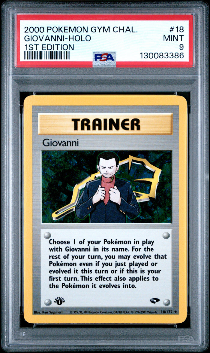 Giovanni-Holo 1st Edition Pokemon Gym Challenge 18 NM PSA 9