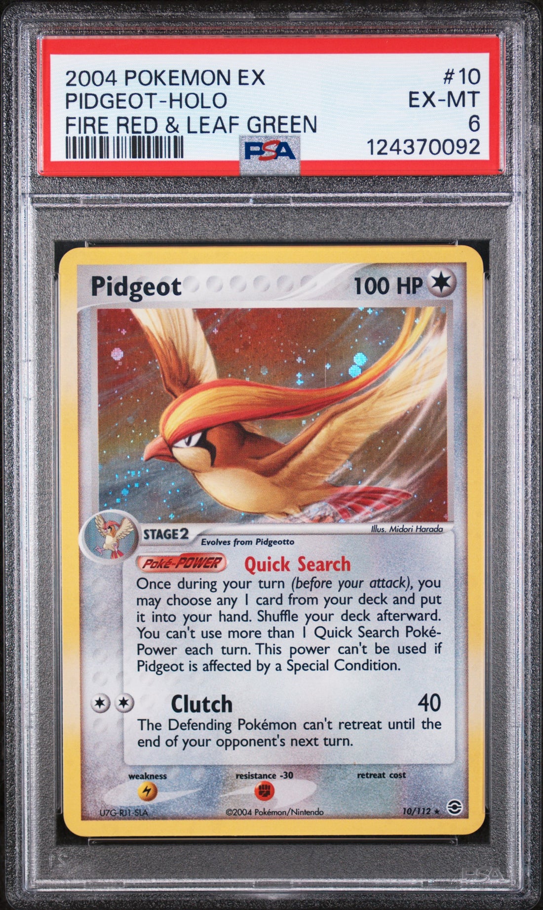 Pidgeot-Holo Fire Red & Leaf Green Pokemon Ex Fire Red & Leaf Green 10 NM PSA 6