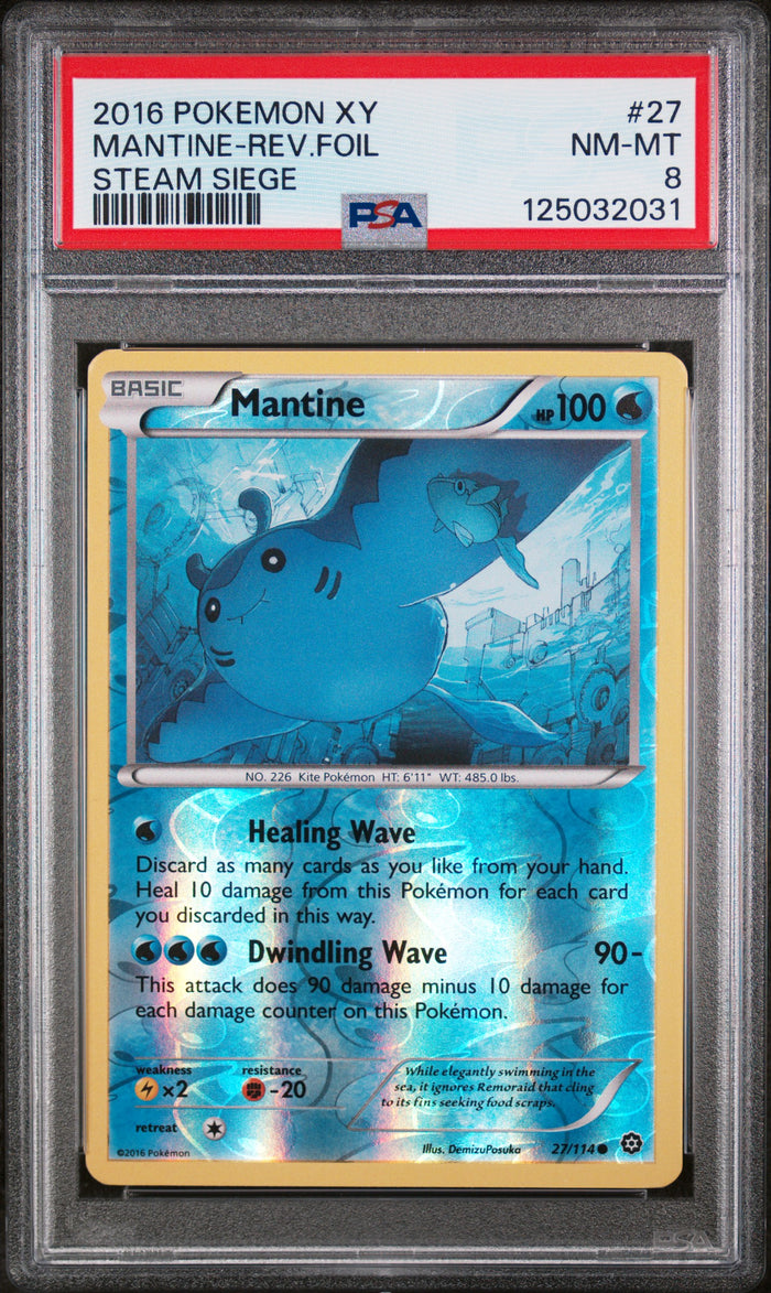 Mantine-Rev.Foil Steam Siege Pokemon Xy Steam Siege 27 NM PSA 8
