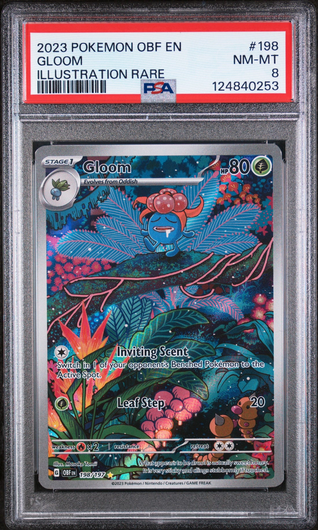 Gloom Illustration Rare Pokemon Obf En-Obsidian Flames 198 NM PSA 8