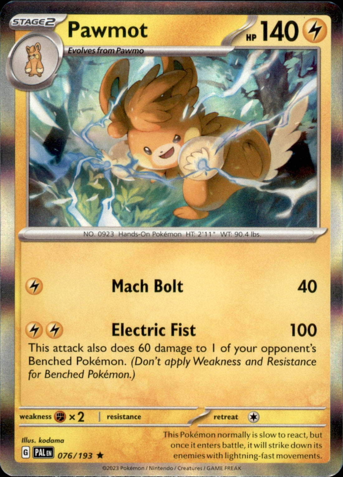 Pawmot Holo Rare SV02: Paldea Evolved 076/193 NM