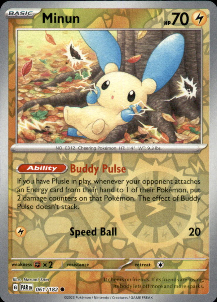 Minun Reverse Holo Common SV04: Paradox Rift 061/182 NM
