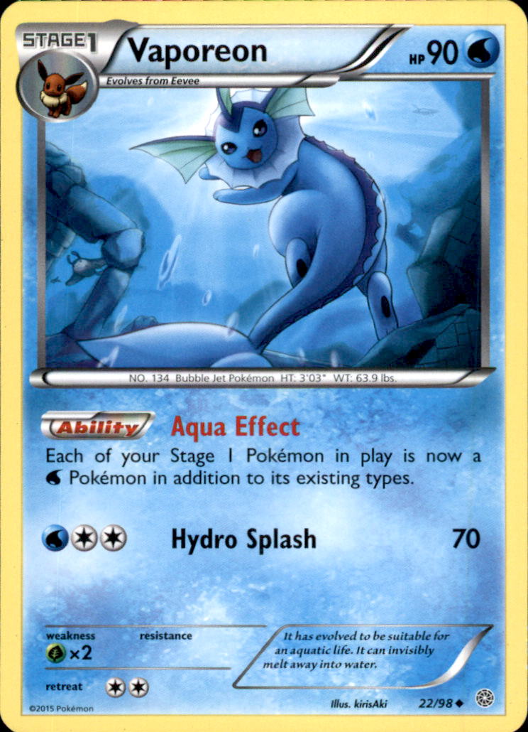 Vaporeon Uncommon XY - Ancient Origins 22/98 NM