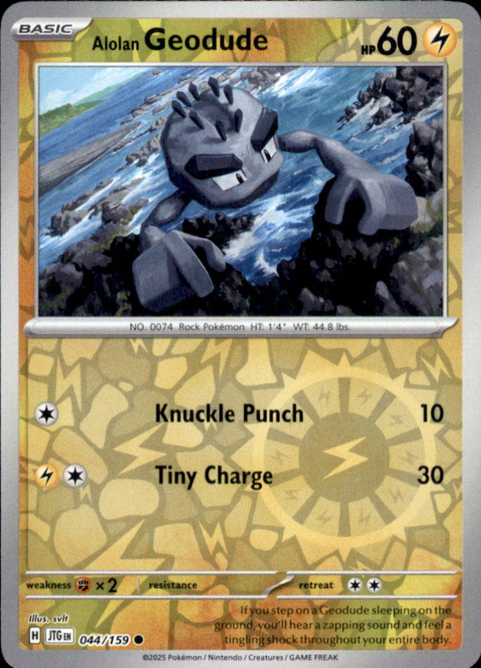 Alolan Geodude Reverse Holo Common SV09: Journey Together 044/159 NM