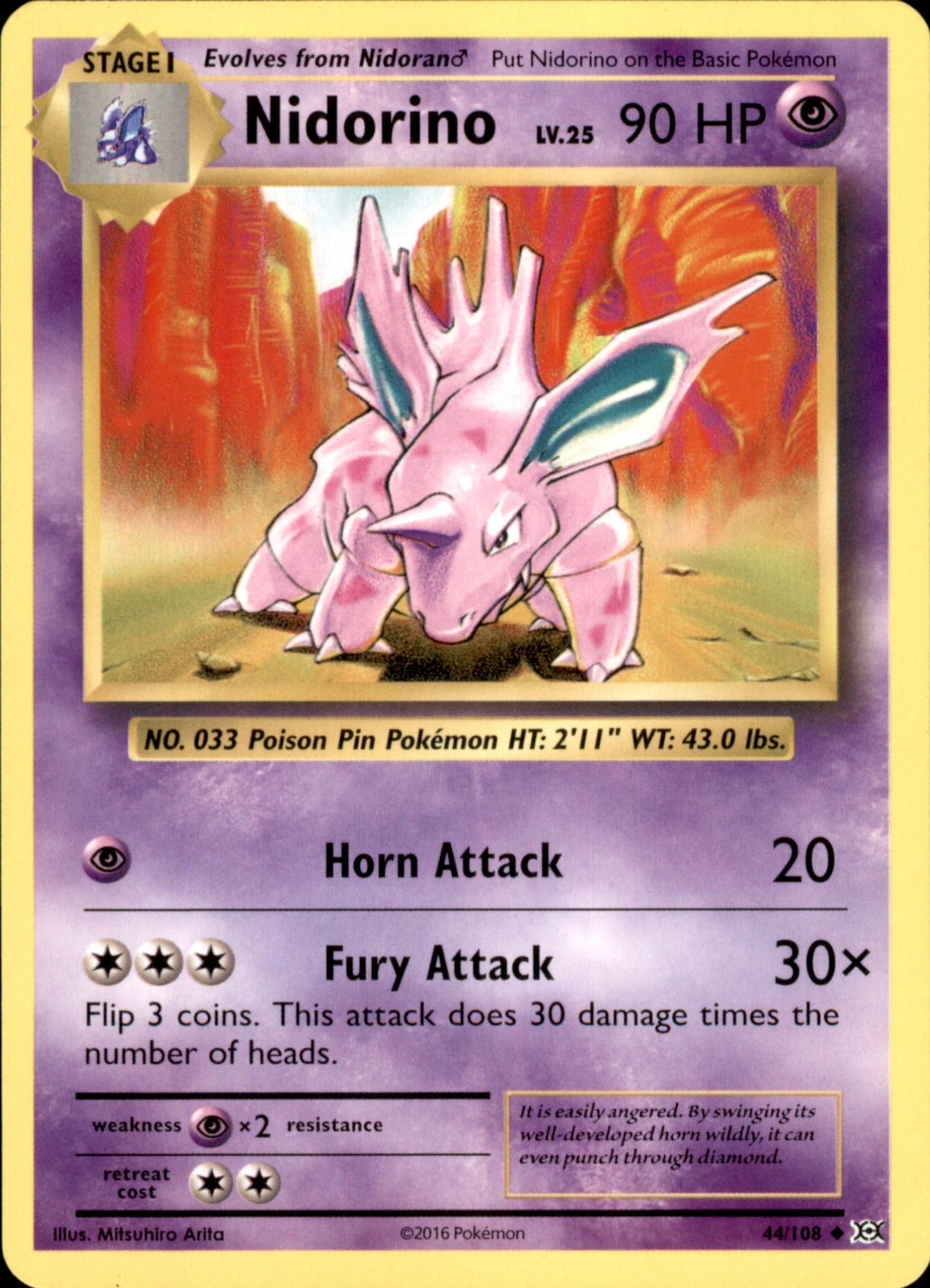 Nidorino Uncommon XY - Evolutions 44/108 NM