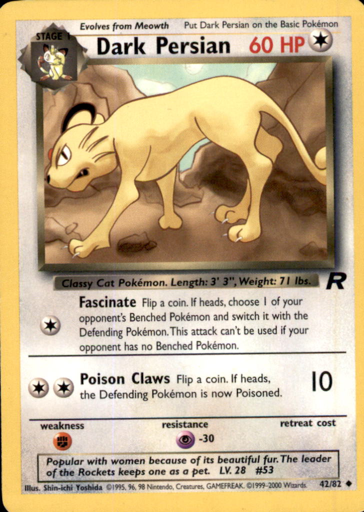 Dark Persian Unlimited Uncommon Team Rocket 42/82 LP