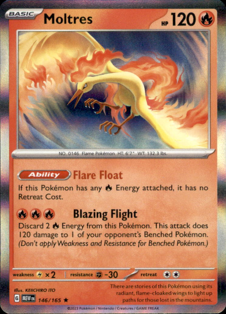 Moltres Holo Rare SV: Scarlet & Violet 151 146/165 NM
