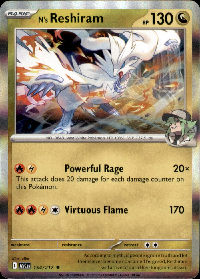 N's Reshiram Holo Rare ME: Ascended Heroes 154/217 NM