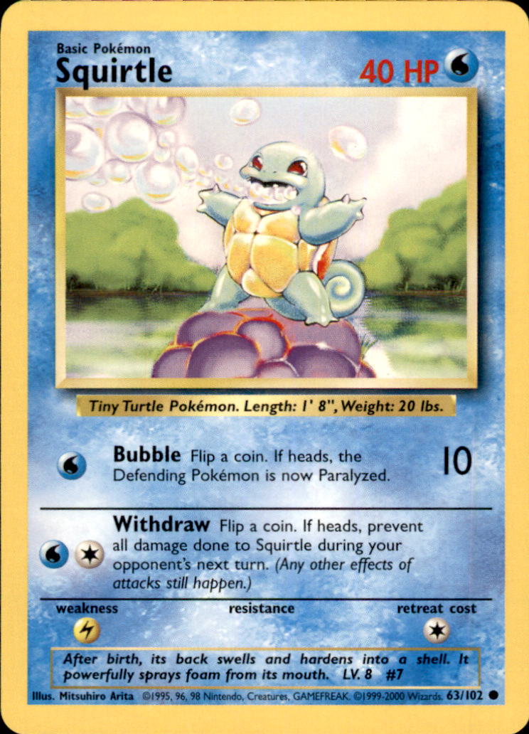 Squirtle Common Base Set 4th Print 063/102 NM