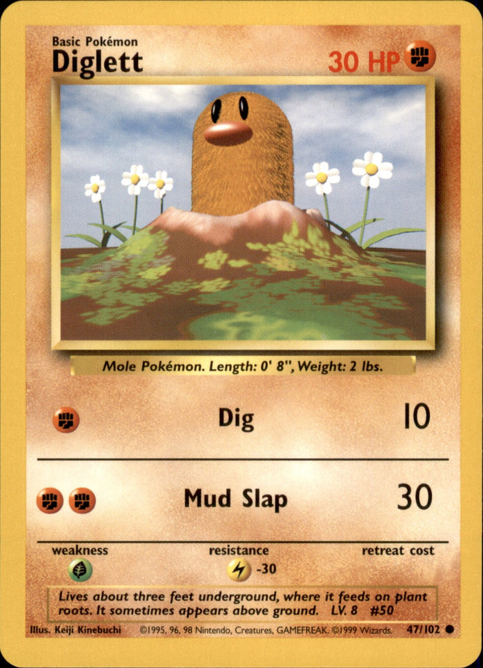 Diglett Common Base Set 047/102 NM