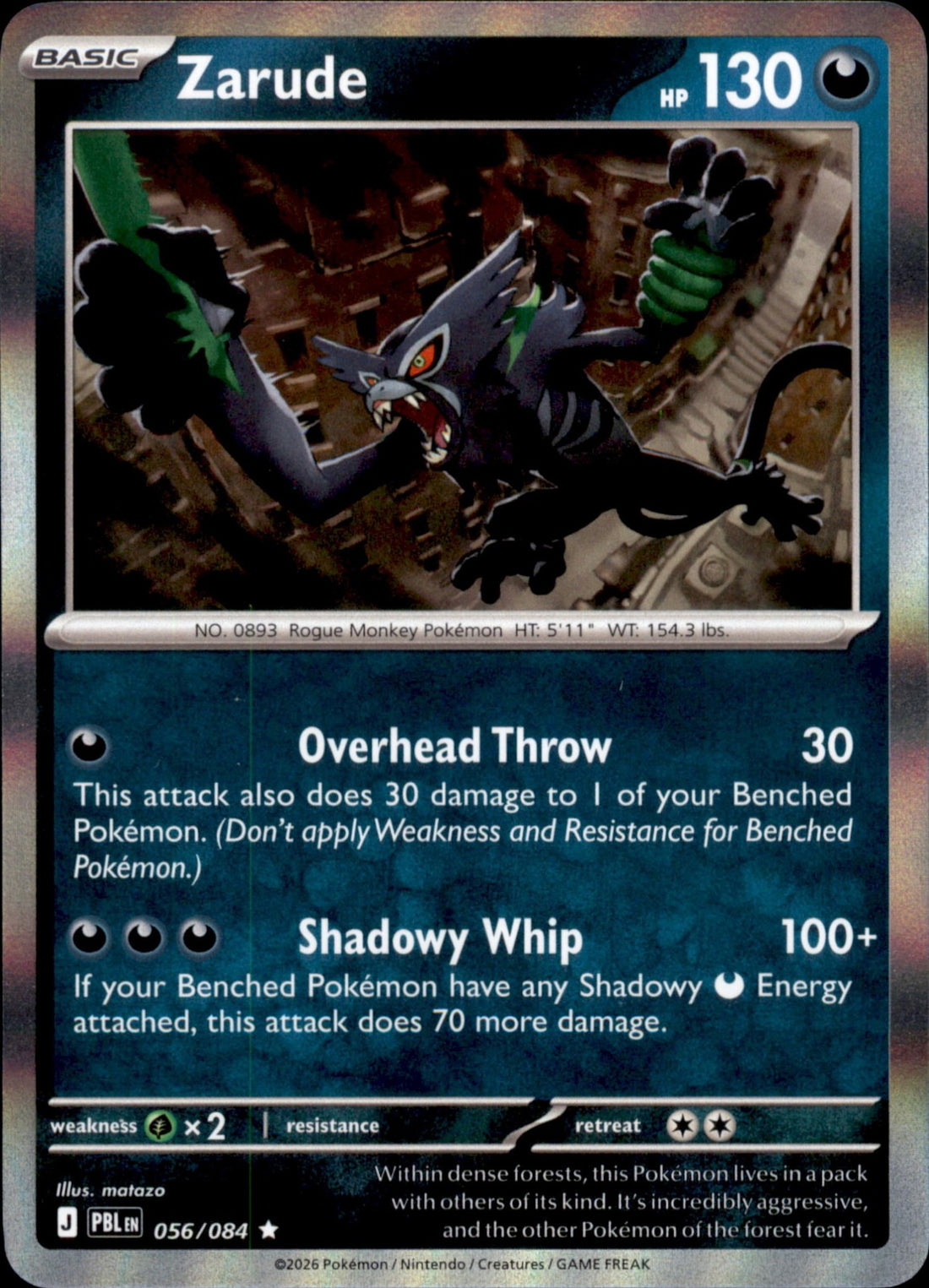 Zarude Holo Rare ME05: Pitch Black 056/084 NM