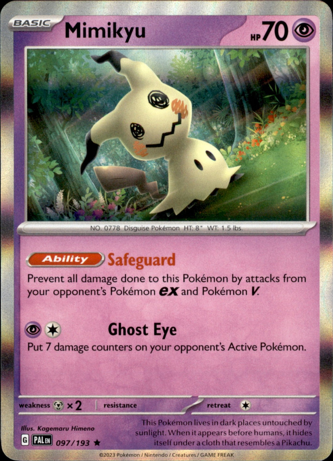 Mimikyu Holo Rare SV02: Paldea Evolved 097/193 NM